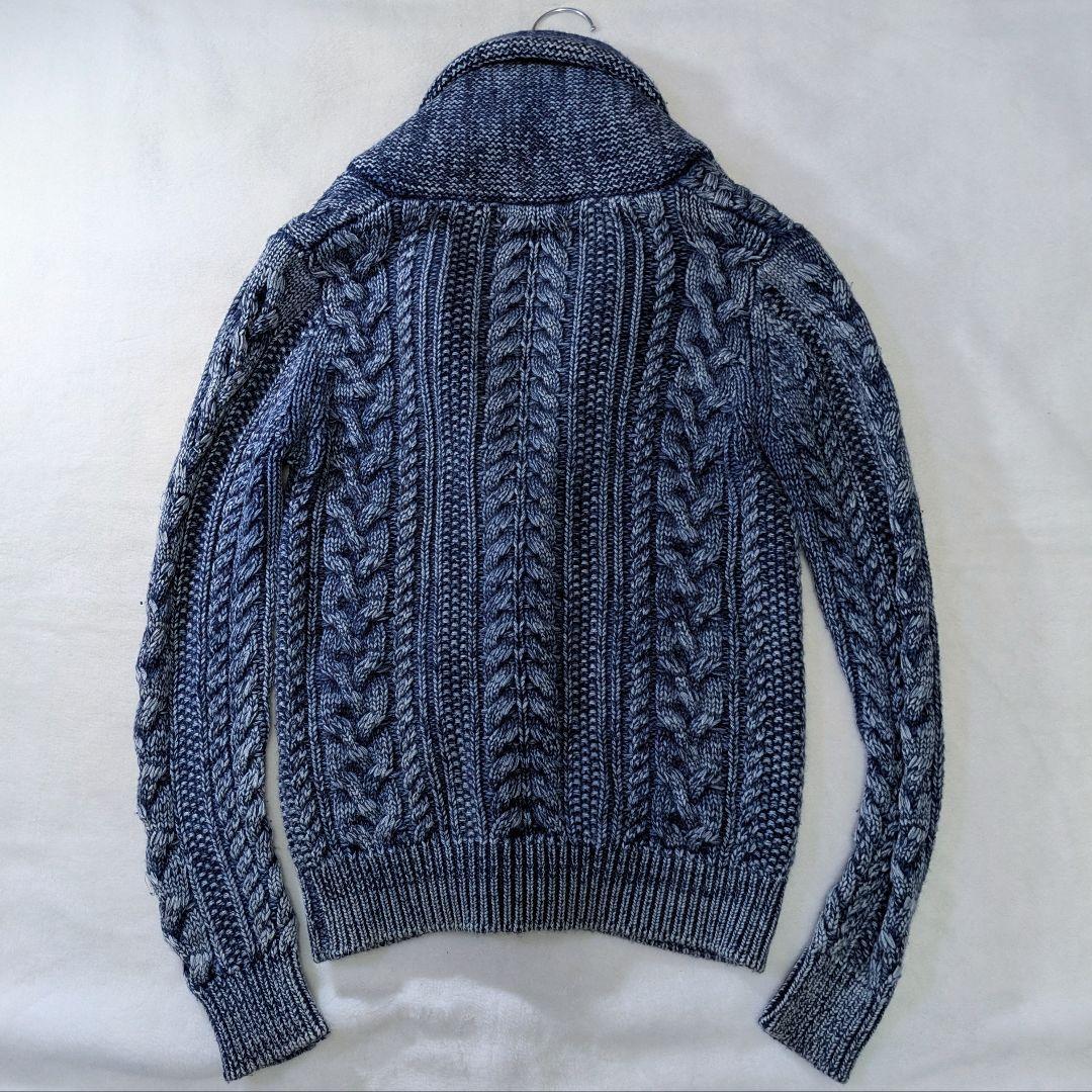 1piu1uguale3 ケーブルニットショールカラーカーディガン　カシミヤ混