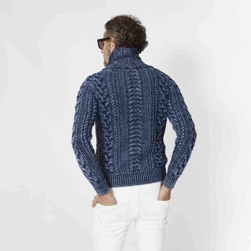 1piu1uguale3 ケーブルニットショールカラーカーディガン　カシミヤ混