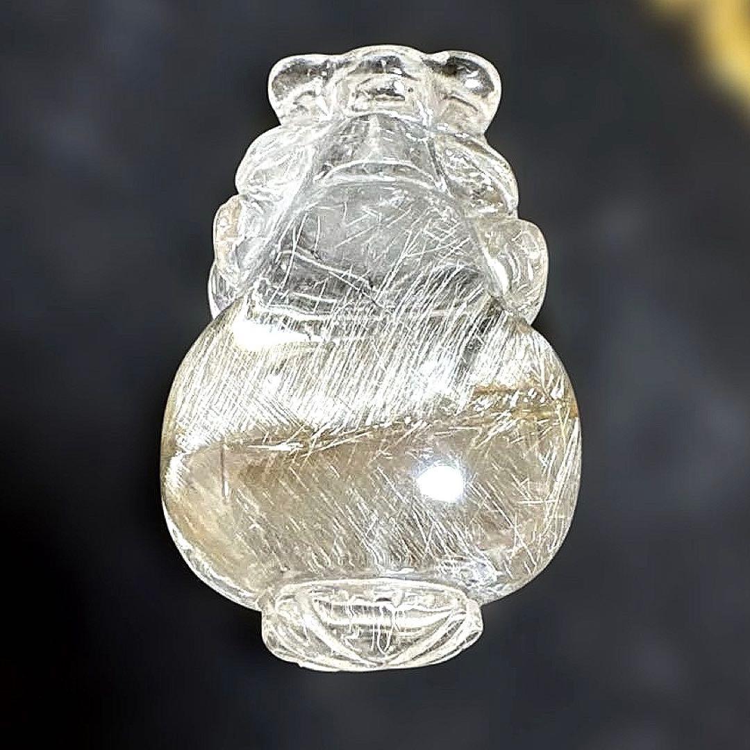 【家宝級】最高品質　プラチナルチルクォーツ　貔貅　置物　箱付