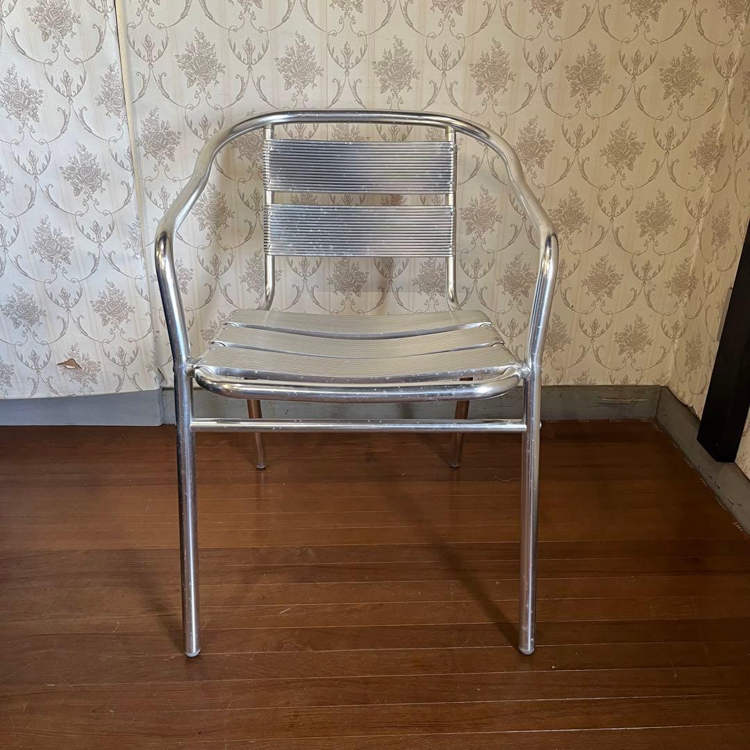 【インダストリアル】③ アルミフレーム アームチェア カフェチェア 椅子 古家具