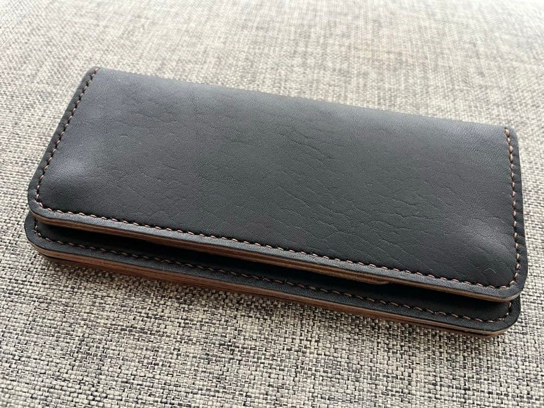 トラッカーウォレット ブラック タンニン鞣し 牛革 ハンドメイド 長財布