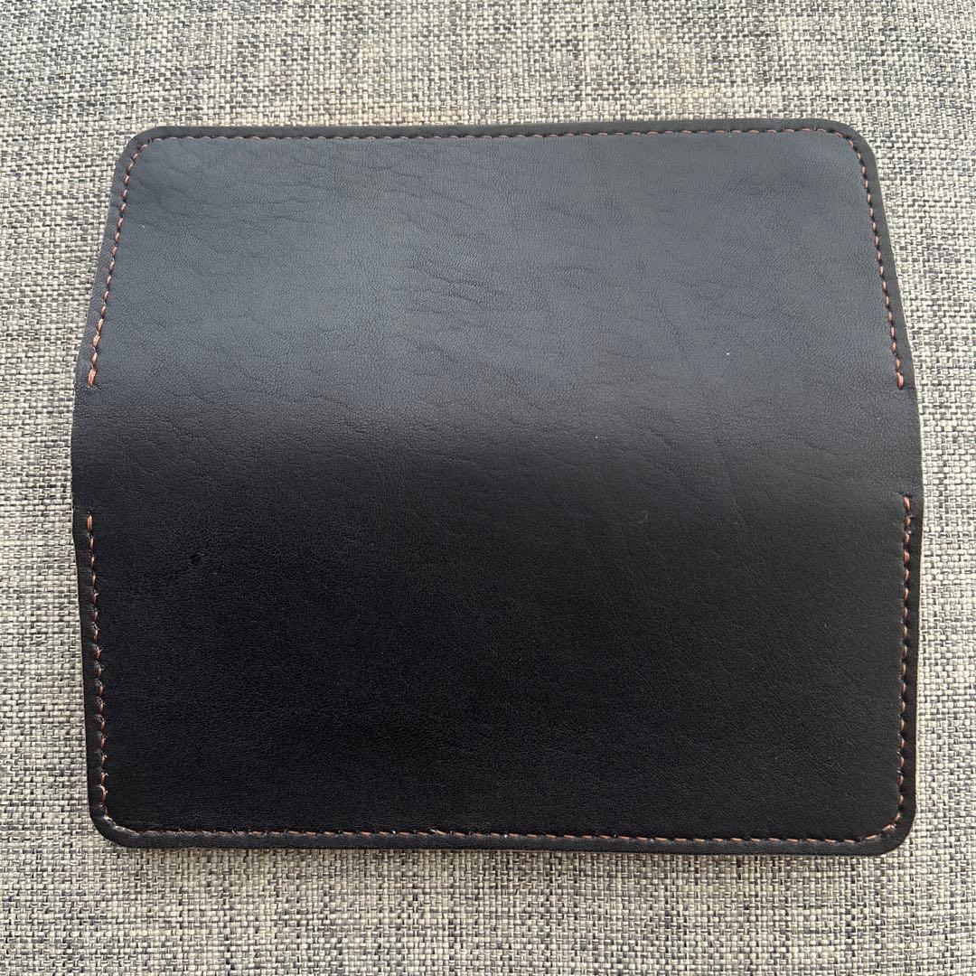 トラッカーウォレット ブラック タンニン鞣し 牛革 ハンドメイド 長財布
