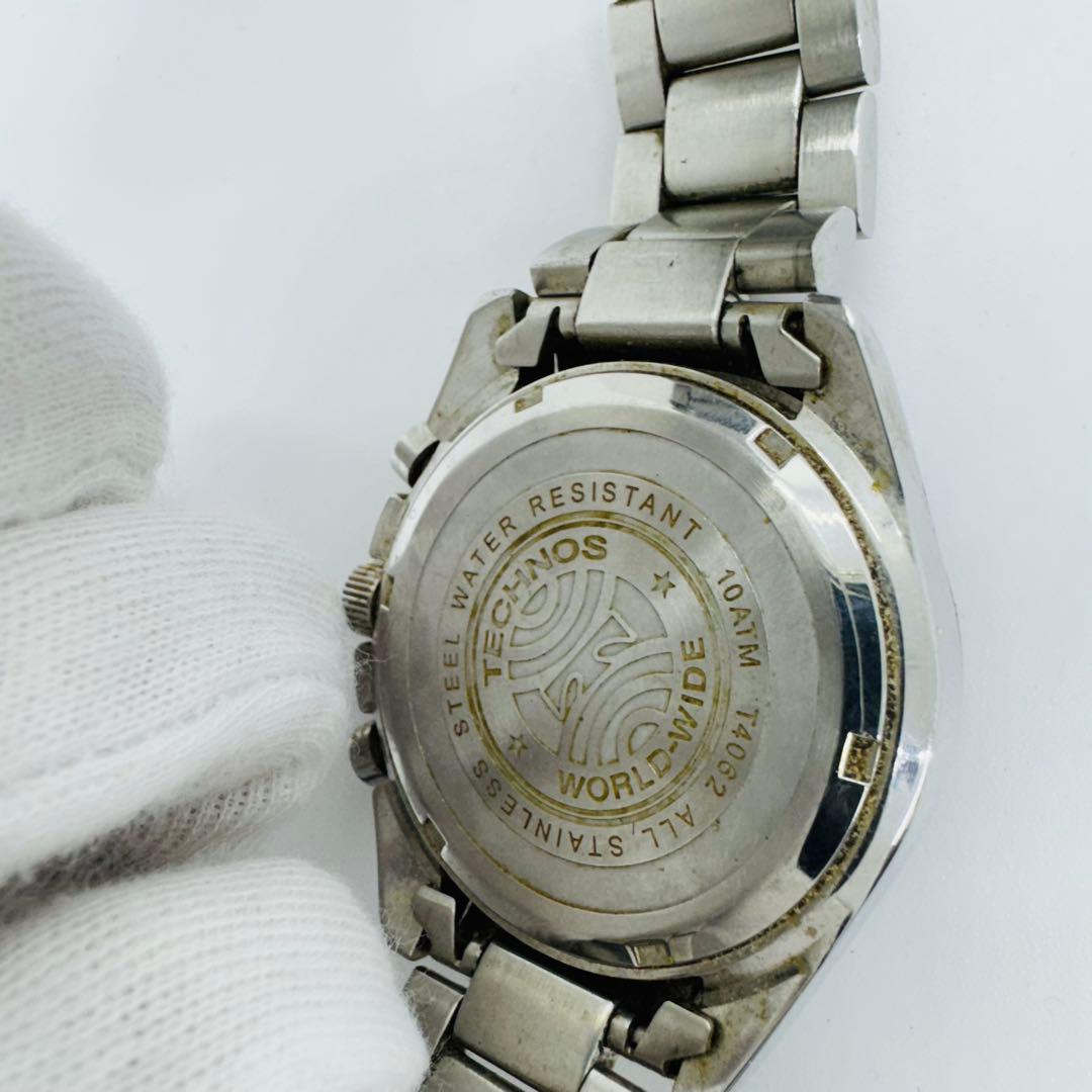 ✨TECHNOS✨テクノス✨クロノグラフ✨クォーツ✨ブラック文字盤✨腕時計✨