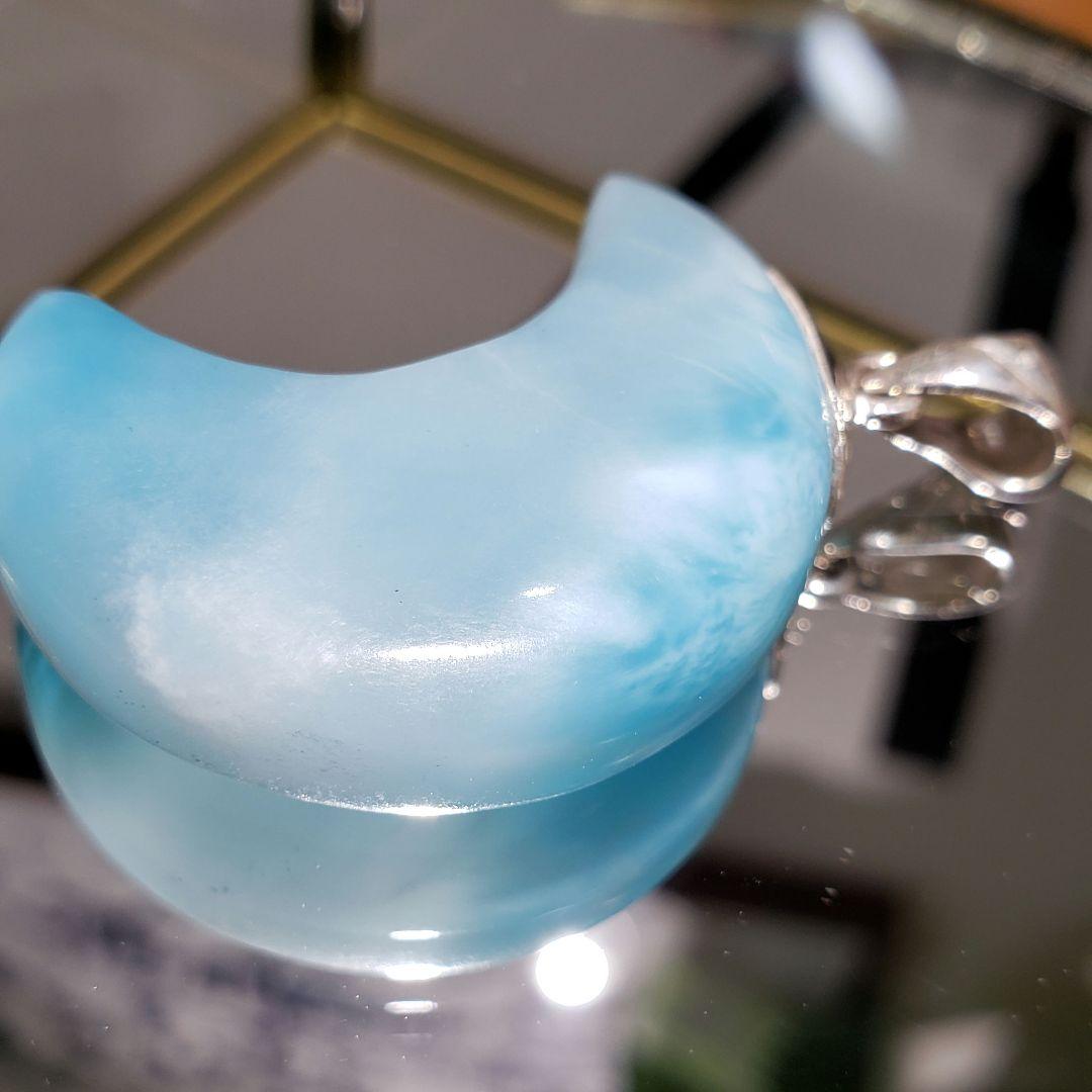 ラリマー　アイスラリマー　月　ペンダントトップ