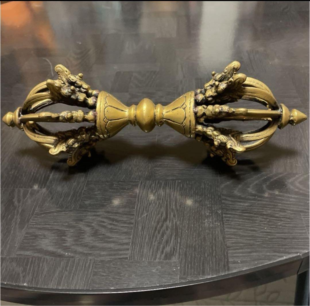 アンティーク　骨董　真鍮　五鈷杵　金剛杵　ヴァジュラ　ドージェ　仏教法具　希少