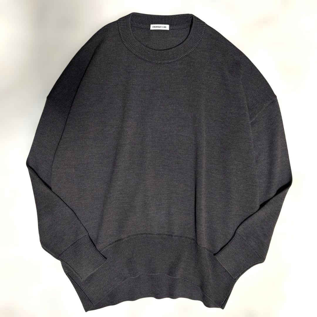 極美品/エブリデイアイライク定価3万ベーシックニット　クルーネック　ブラウン
