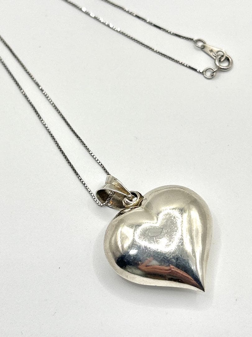 ビンテージ　パフィーハートネックレス　スウィートハートジュエリー　925