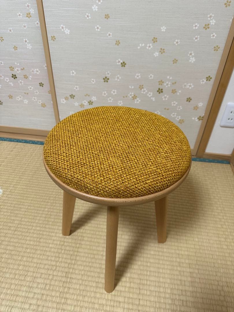 【未使用】高級スツール ナチュラル イエロー