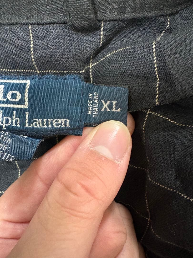 【希少XL】ポロラルフローレン スイングトップ 黒 裏地チェック 刺繍ロゴ 古着