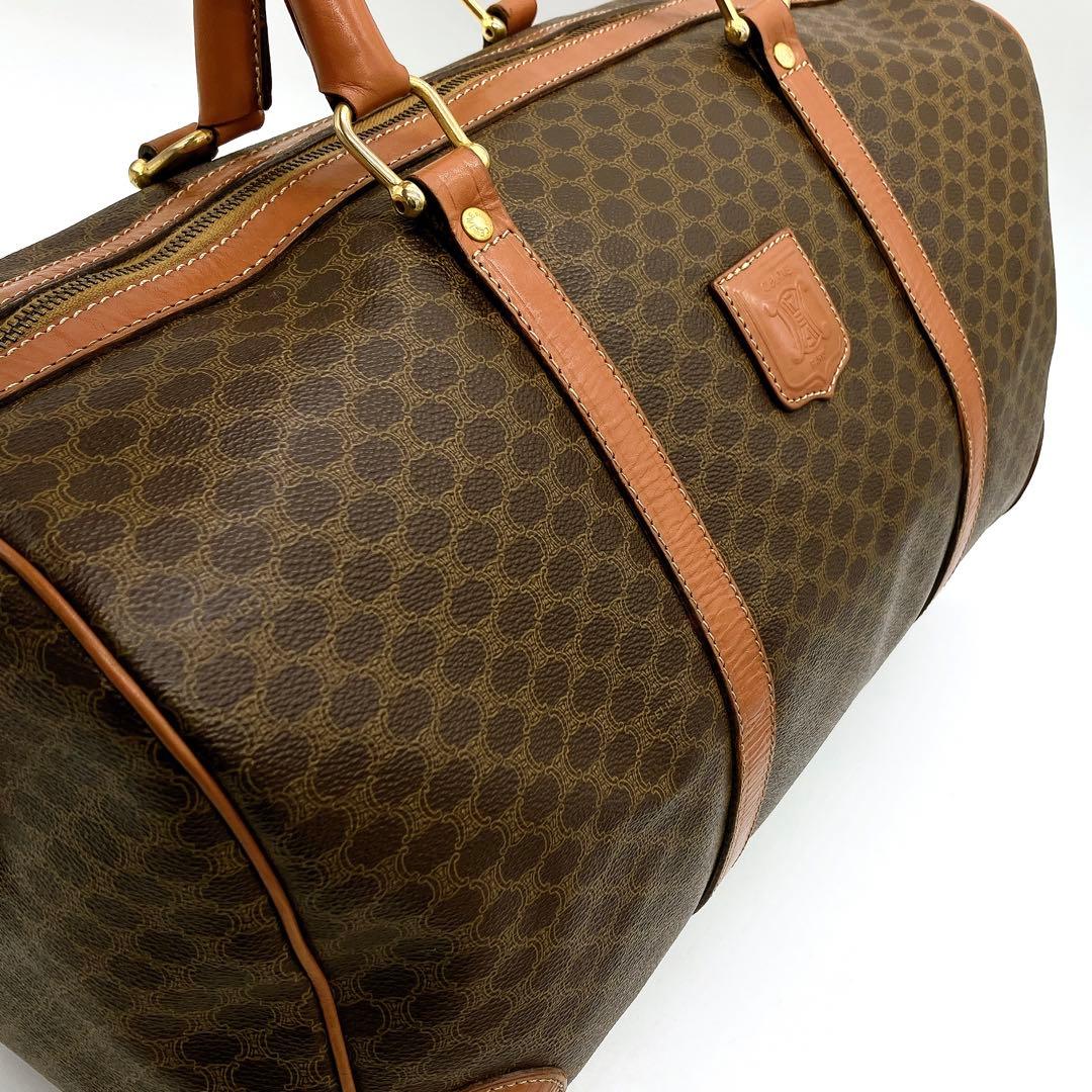 【CELINE】ボストンバッグ　マカダム柄　PVC ダークブラウン.