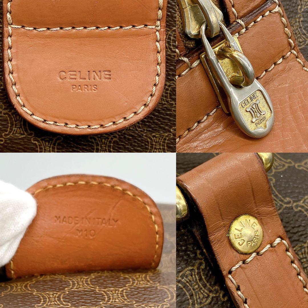 【CELINE】ボストンバッグ　マカダム柄　PVC ダークブラウン.