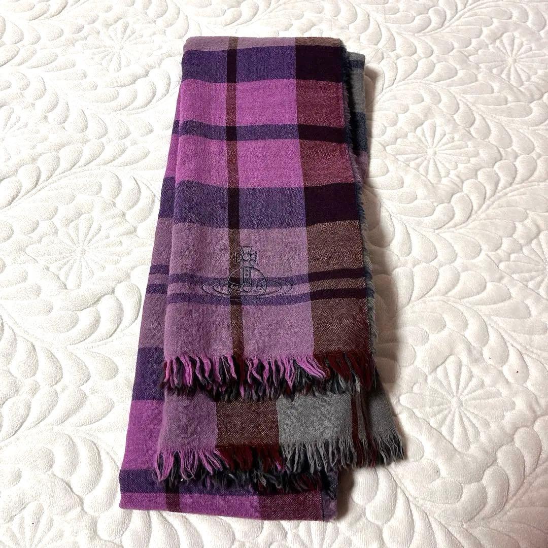 Vivienne Westwood 紫　チェック　マフラー　ストール
