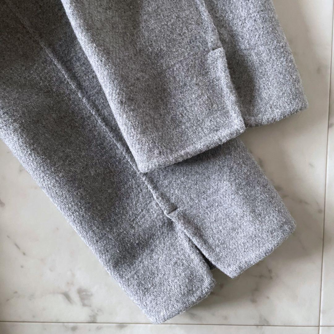 美品＊スピック＆スパン ビーバーフォールドラペルコート グレー 36 ゆったりめ