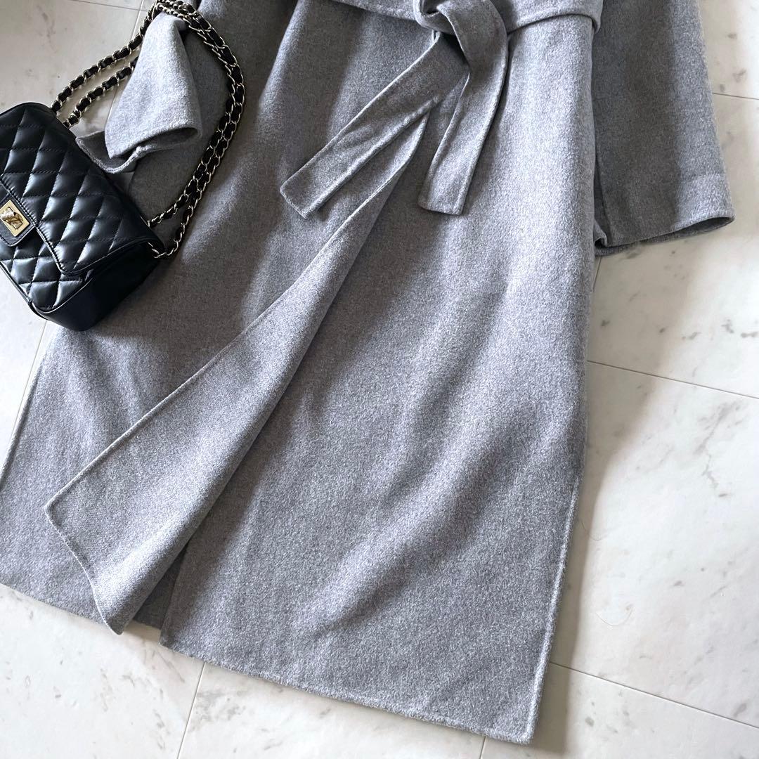 美品＊スピック＆スパン ビーバーフォールドラペルコート グレー 36 ゆったりめ