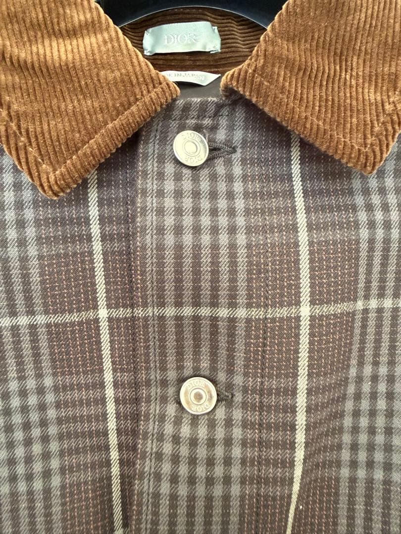 ディオール 23年 コットン コーデュロイ襟 ロゴレザーパッチ ジャケット