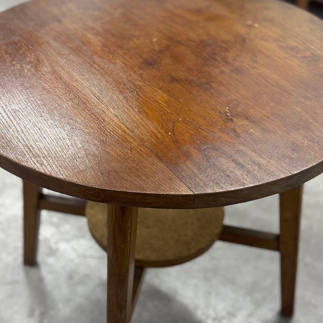 SNT1458 昭和レトロ 木製 ラウンド 丸テーブル アンティーク