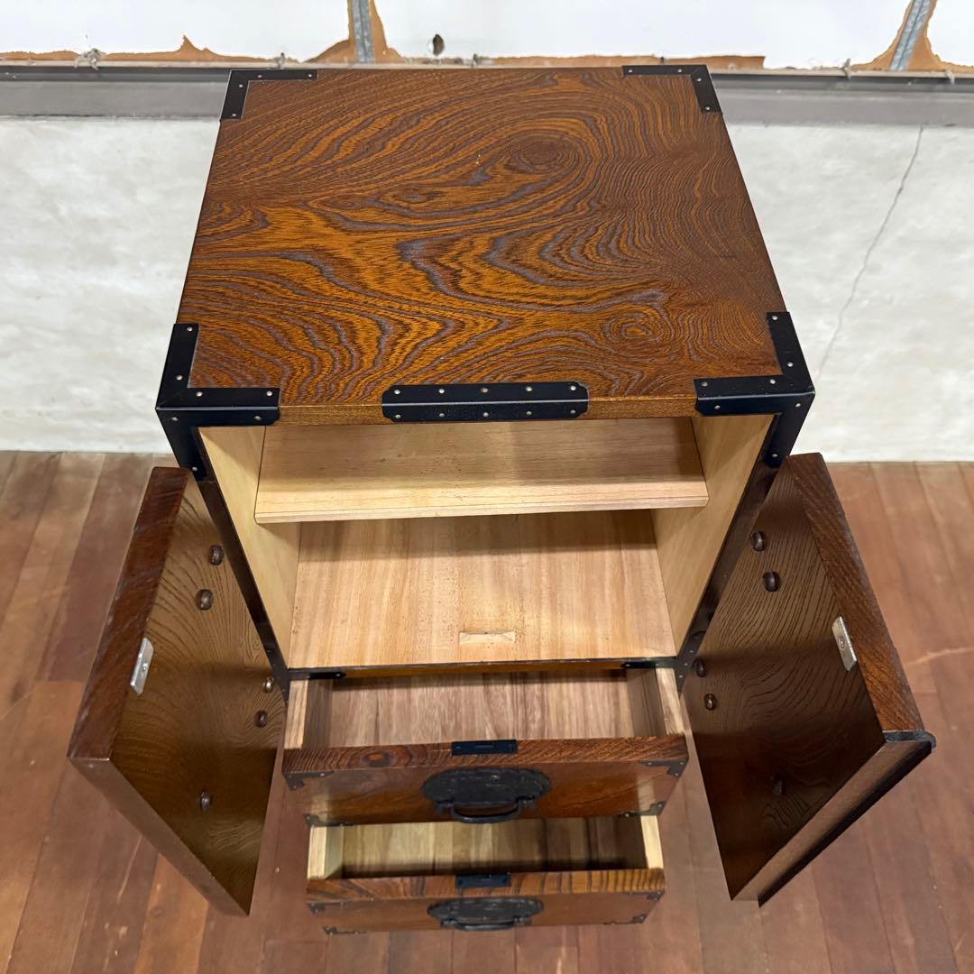 H17C20 駿河民芸 縦長箪笥 7段チェスト 欅材