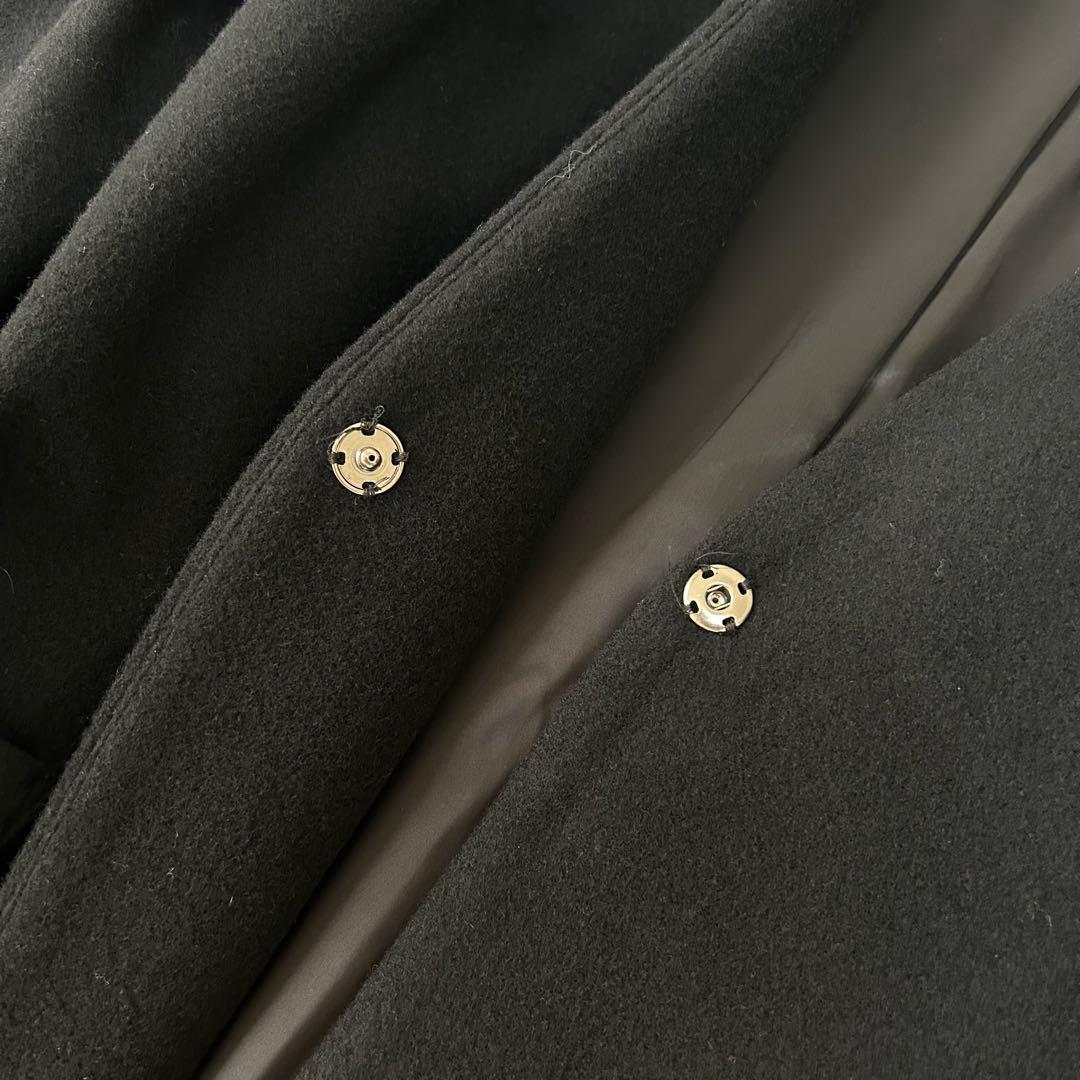 【新品】Grand Table フォックスファー付きVネックノーカラーコート 黒