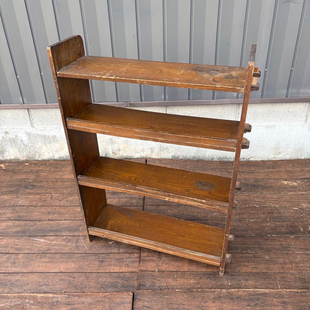 D4 昭和レトロ ミッドセンチュリー くさび型 楔棚 木製飾り棚 オープンラック