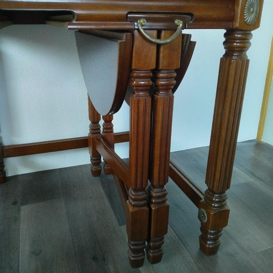 ✩アンティークテーブル ＋折り畳みテーブルセット　ダークブラウン　美品✩