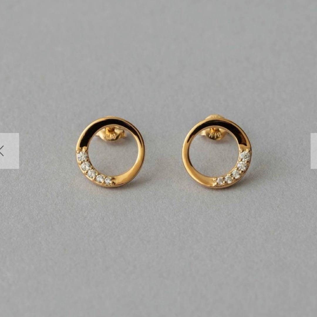 ete ビジュー サークル ピアス イエローゴールド