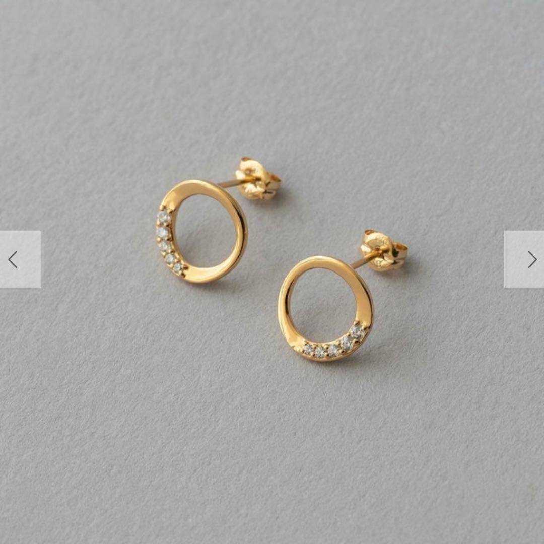 ete ビジュー サークル ピアス イエローゴールド