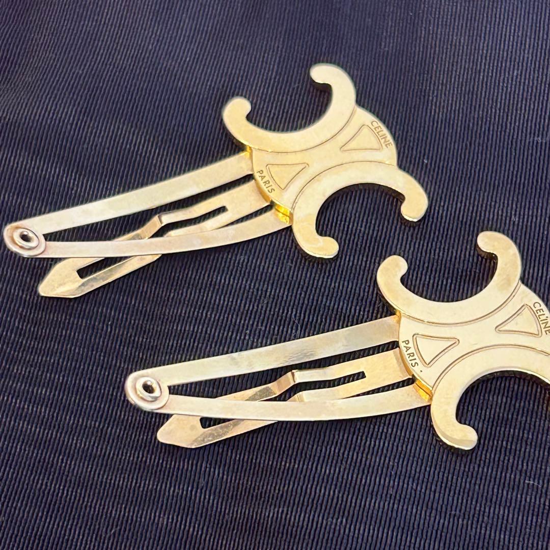 CELINE セリーヌ トリオンフ マカダム ヘアクリップ ヘアピン ピン留め