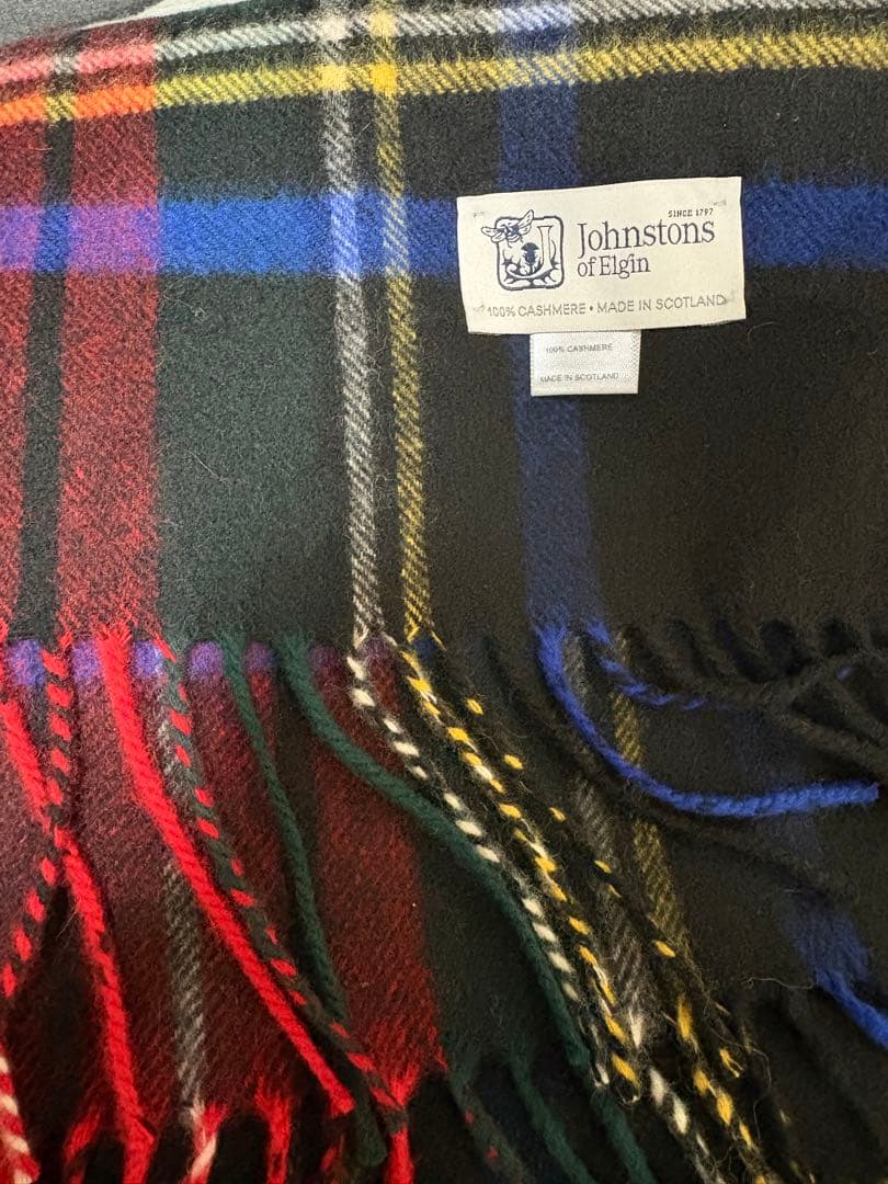 ジョンストンズ　大判チェックカシミヤストール