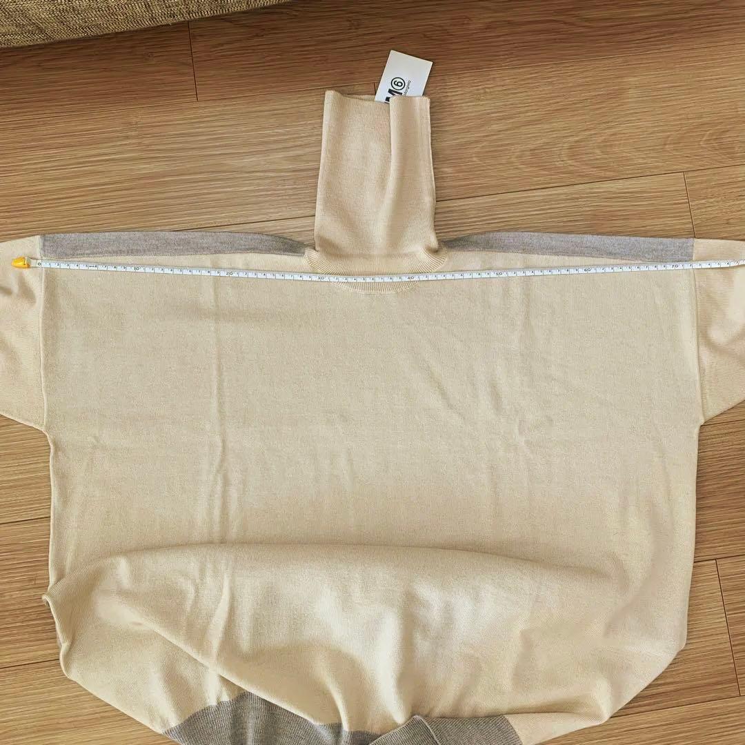 【新品】MM6 ロングニット ウール100% タートル ベージュ×グレー