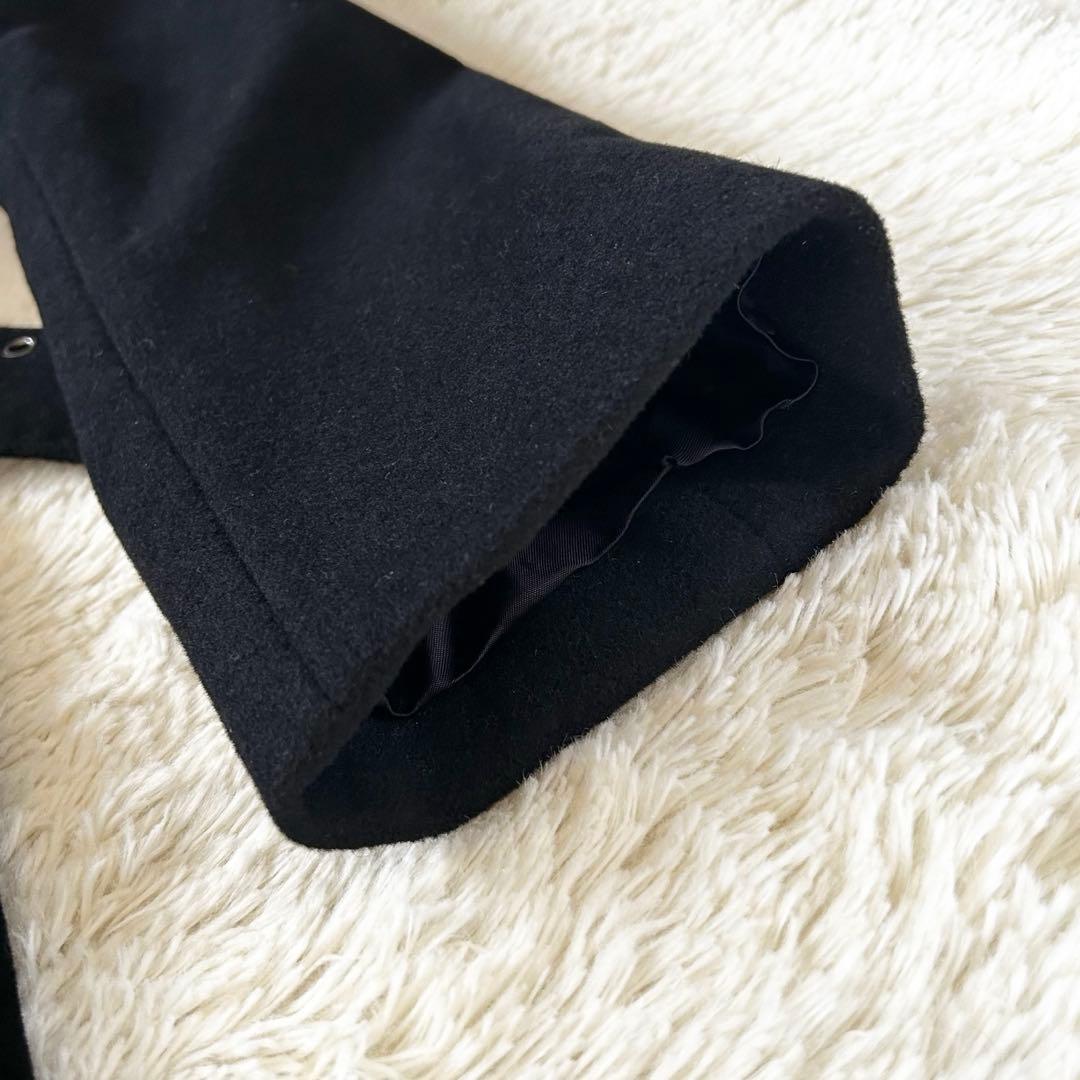 バーバリーロンドン ロングコート アンゴラ ベルト 銀ボタン ブラック 40 L