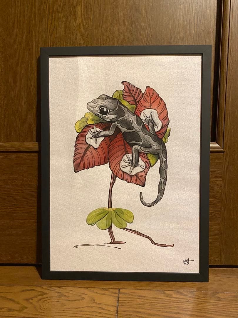「The Lizard’s Waltz｜トカゲと植物｜A3 額装アートプリント」