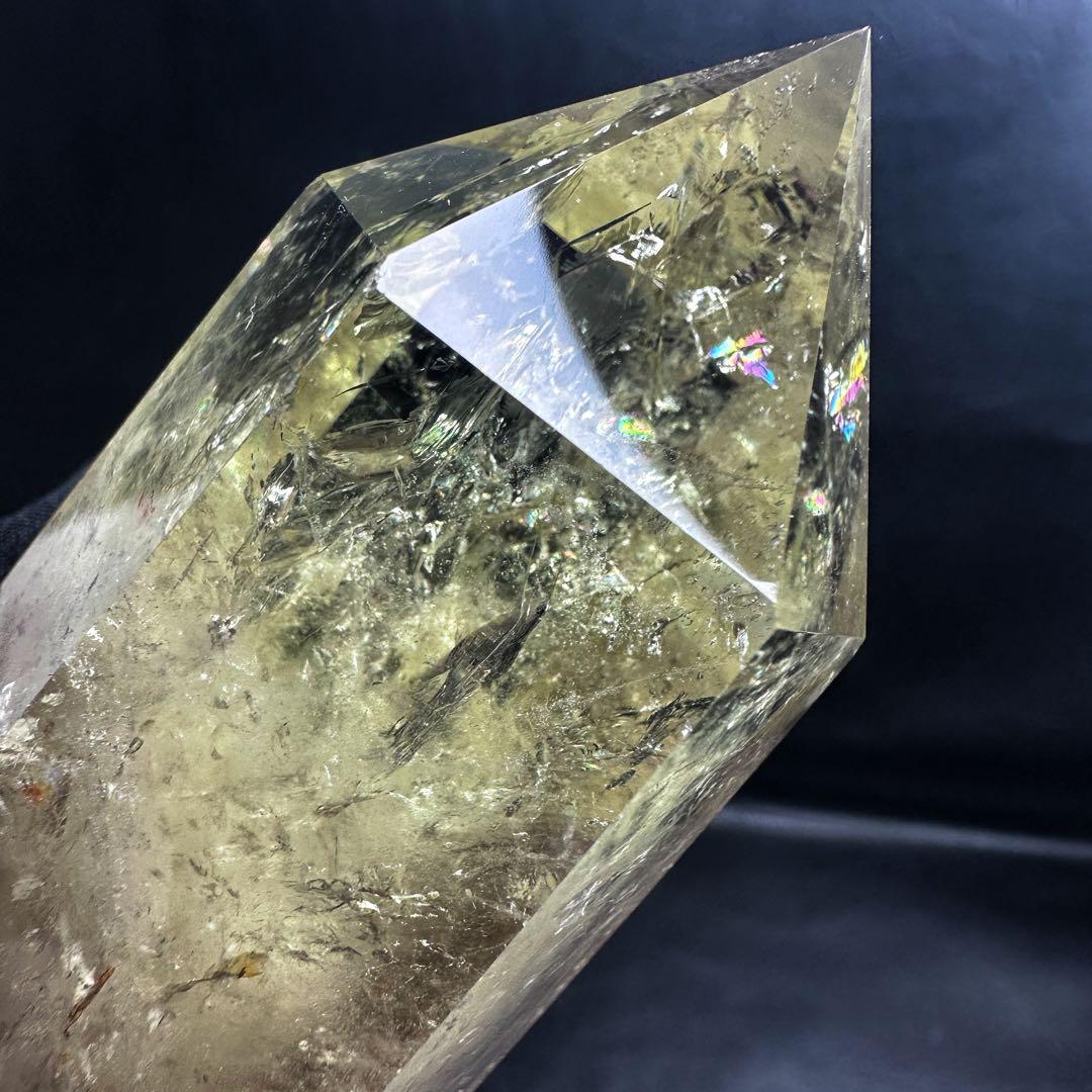 【金運·浄化】シトリン☆黄水晶 六角柱☆レインボー パワーストーン原石A1078