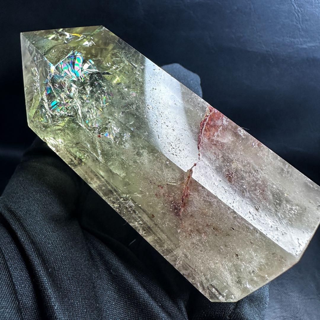 【金運·浄化】シトリン☆黄水晶 六角柱☆レインボー パワーストーン原石A1078