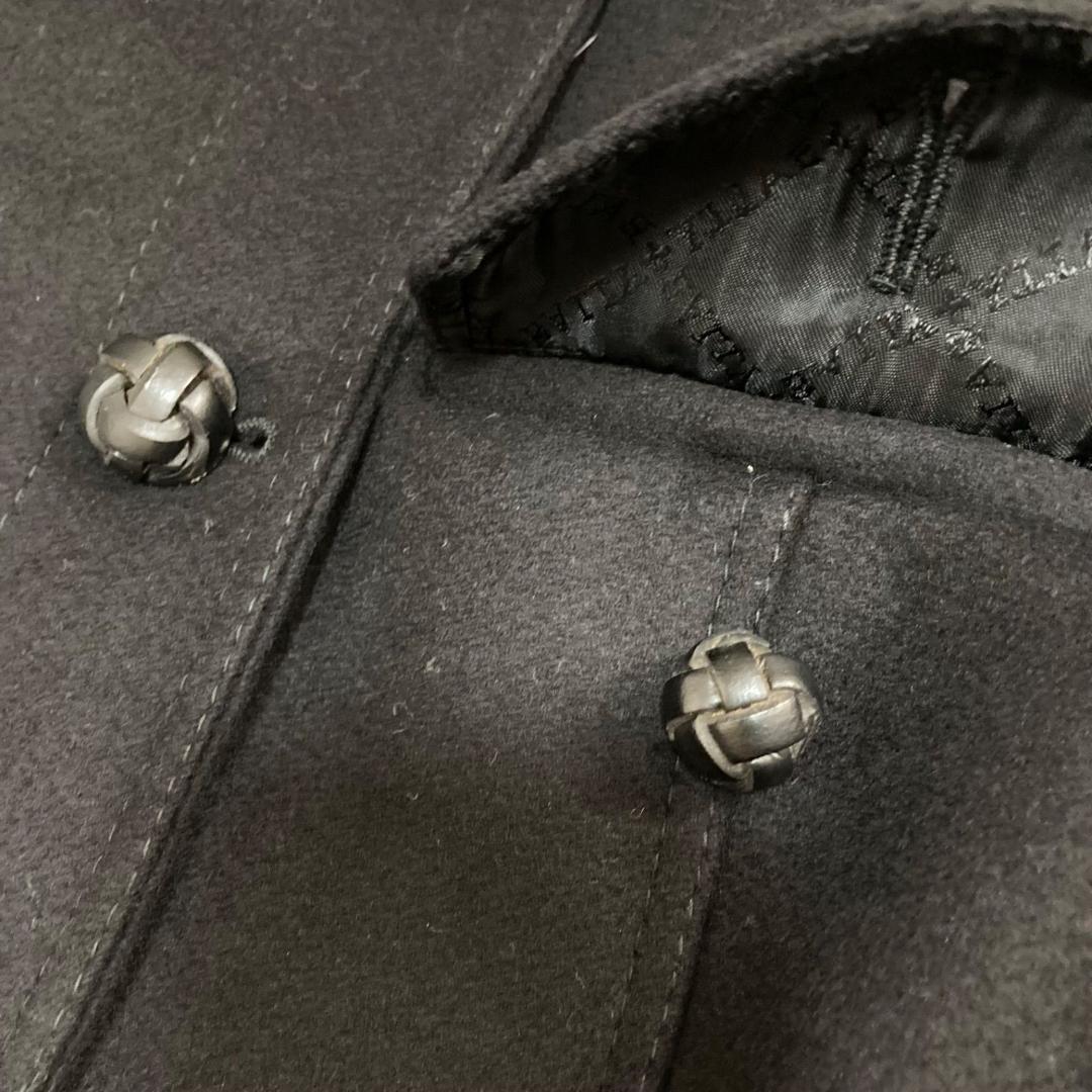 17517✨バリー 42 LL ウールカシミア ロングコート 胡桃ボタン 黒