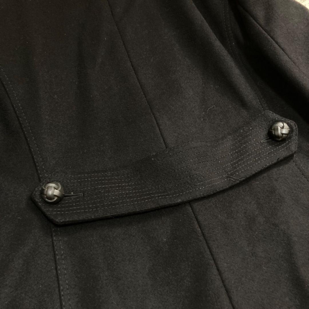 17517✨バリー 42 LL ウールカシミア ロングコート 胡桃ボタン 黒