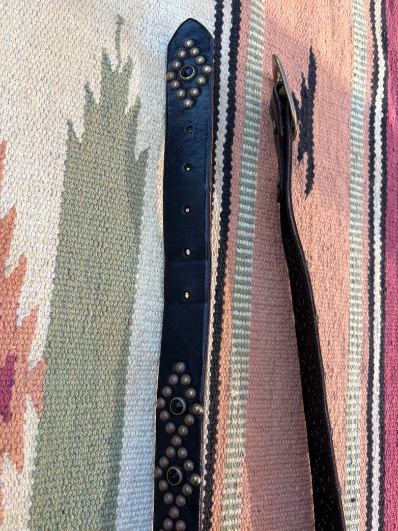 HIDE AND SEEK × HTC BLACKレザー スタッズベルト 36