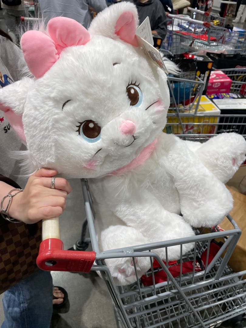 新品未使用 コストコ ディズニー マリーちゃん特大 大きな白い猫のぬいぐるみ