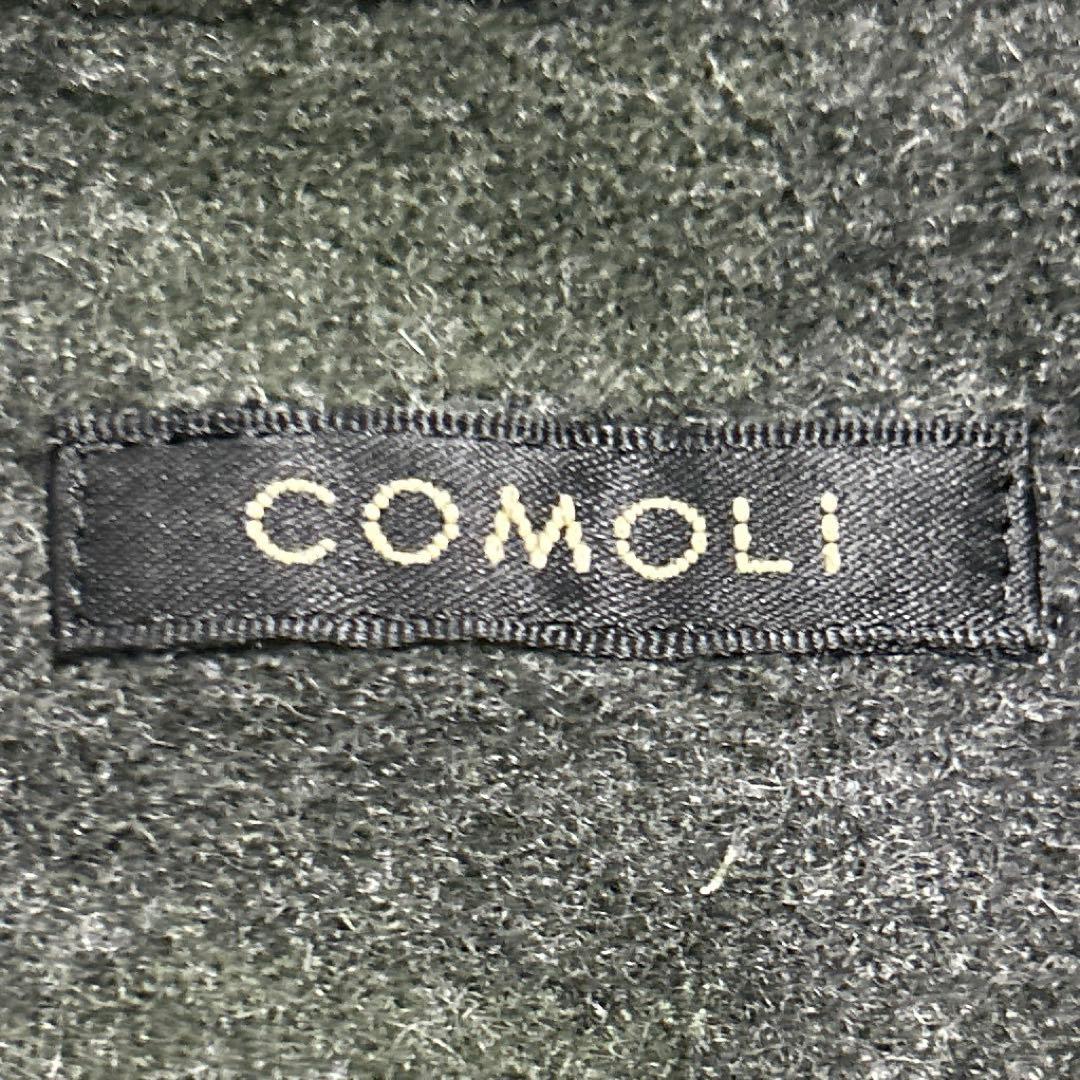 20AW COMOLI ウールカシミヤ チェックオープンカラーシャツ グリーン