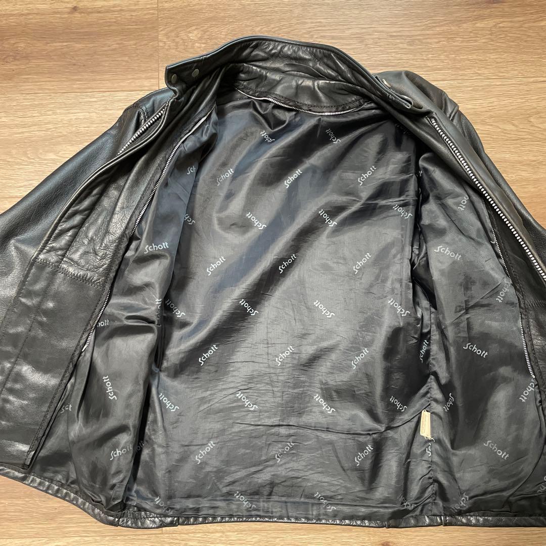 schott 641 レザーシングルライダースジャケット 34