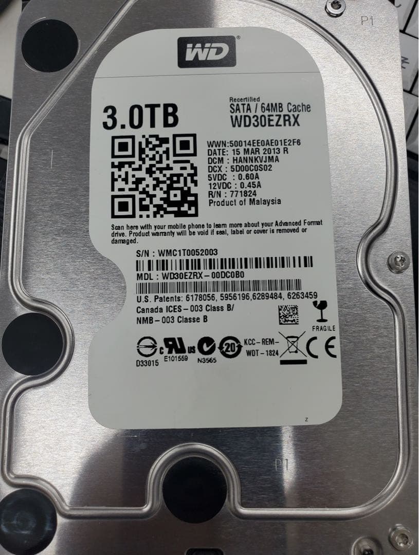 WD 3TB 内蔵型　HDD WD30EZRX