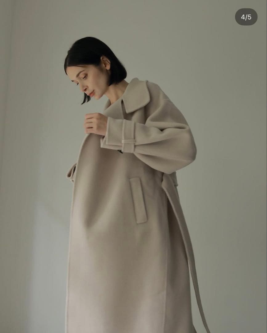 SOUAIRE ソアール ボリュームスリーブウールリバーコート ECRU