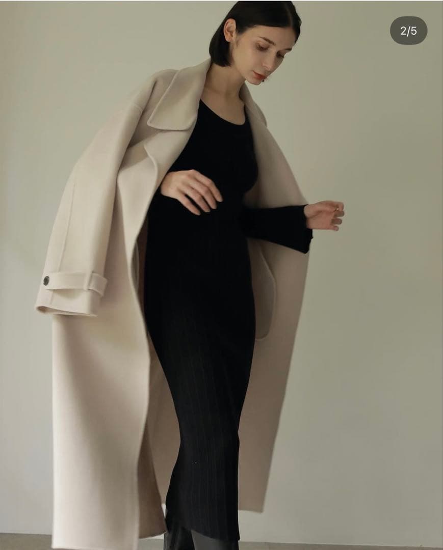 SOUAIRE ソアール ボリュームスリーブウールリバーコート ECRU