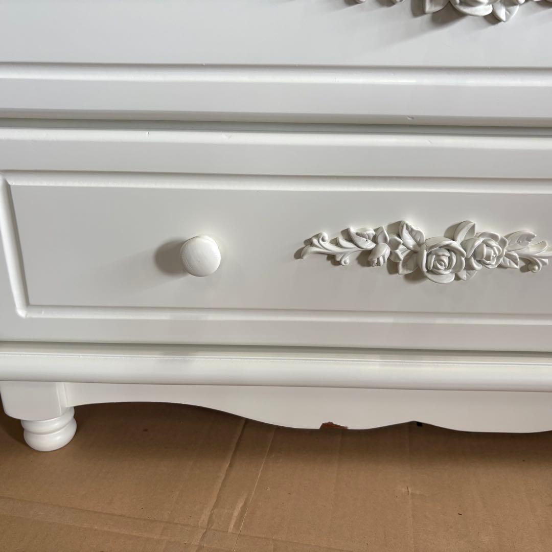 訳あり品！【121】フレンチ調ホワイトチェスト三段四つ引き木製収納家具姫系タンス