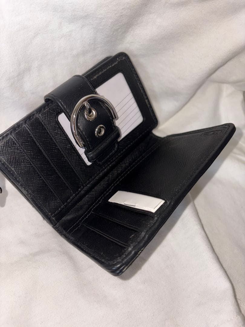 【COACH】【美品】二つ折り財布 ブラック/ベージュ