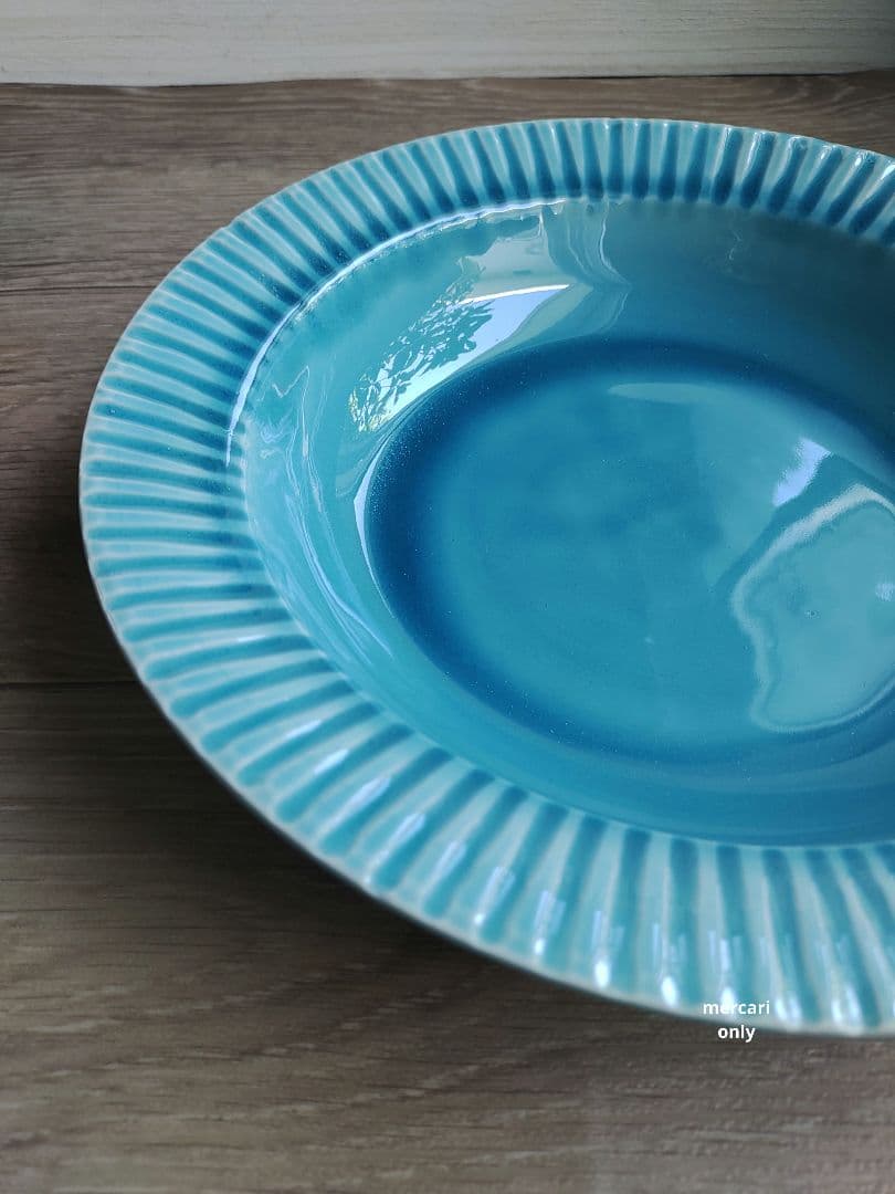 【Re】オートクチュールの仕立て屋　トルコブルーの深皿25cm　2点