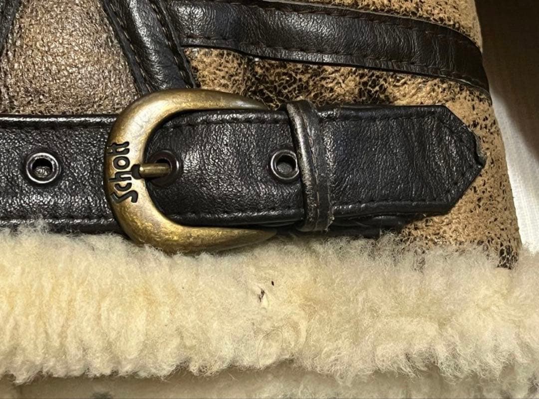 ショットB-3ムートンフライトジャケットADEALジッパー尾錠金具に刻印 38