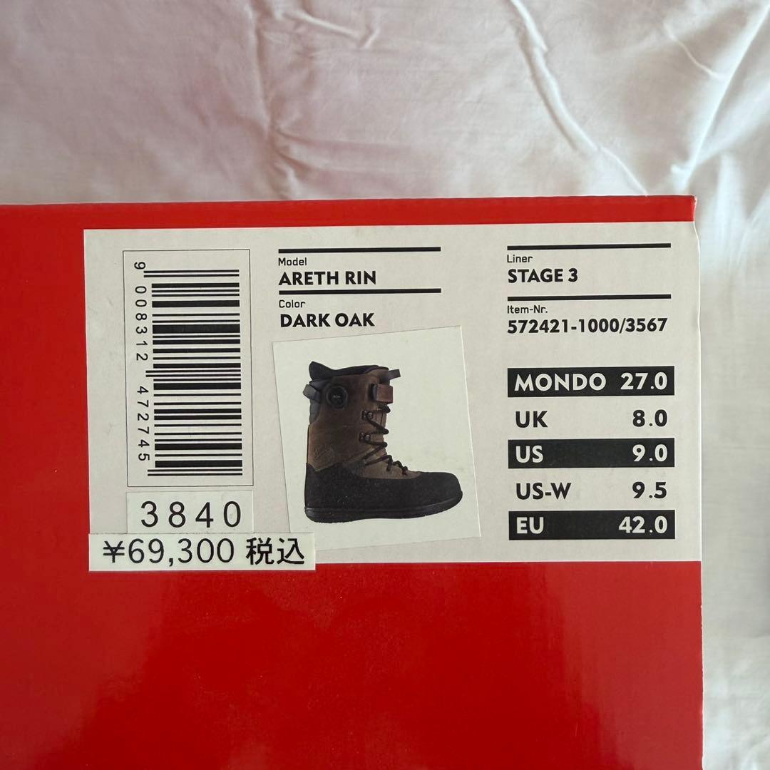 最終値下げ！Areth Rin Stage3 スノーボードブーツ　US9