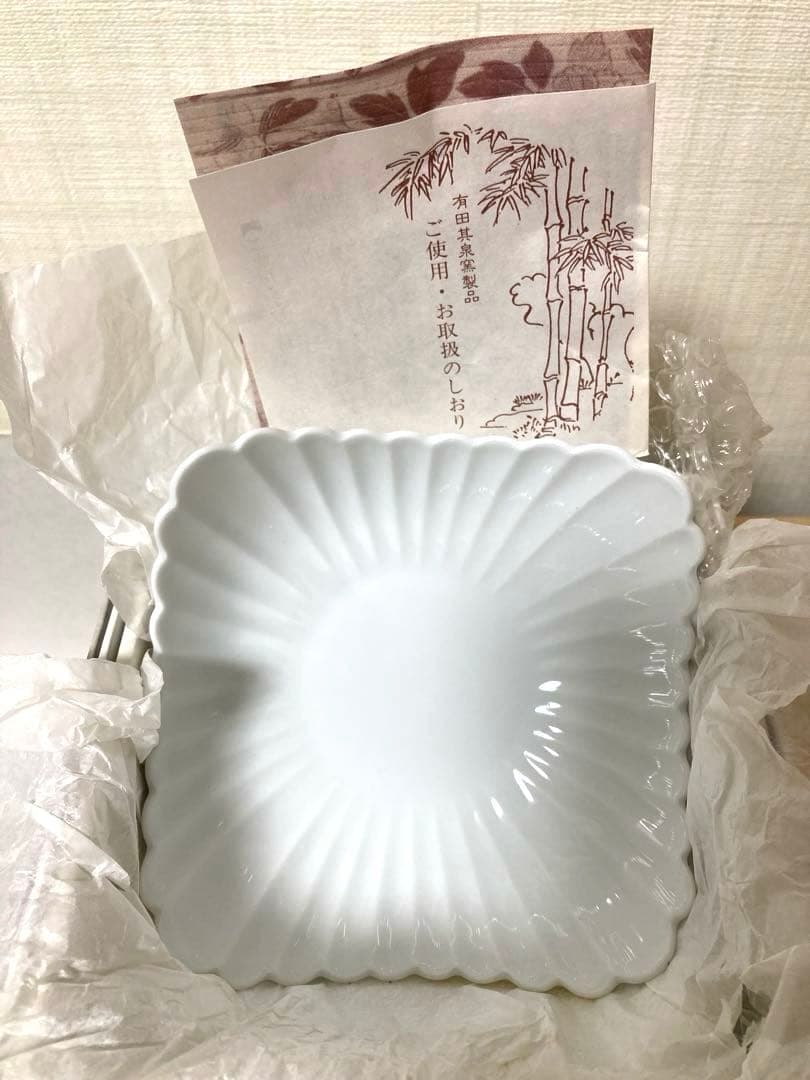 有田焼　白磁　菊割り　角小鉢揃え　小鉢　5客組　其泉　引き出物　【賞美堂】