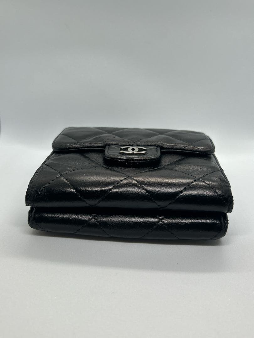 CHANEL ラムスキン　マトラッセ　Wホック　三つ折財布　ケース/434