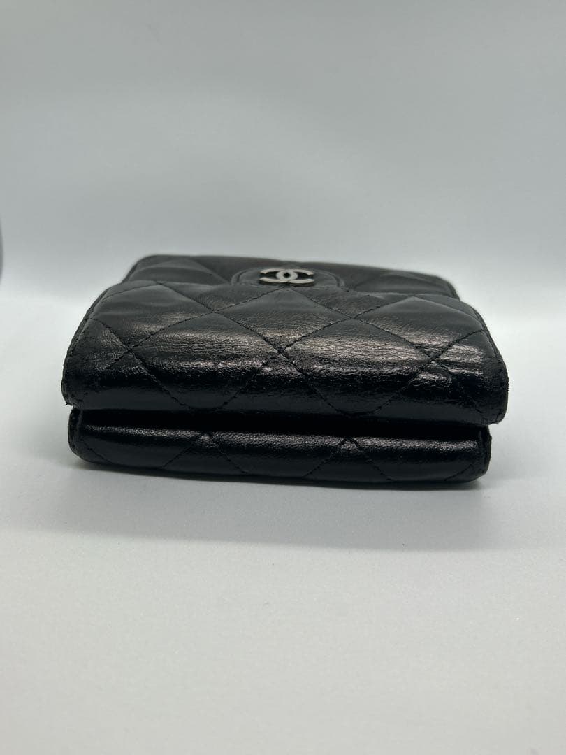 CHANEL ラムスキン　マトラッセ　Wホック　三つ折財布　ケース/434